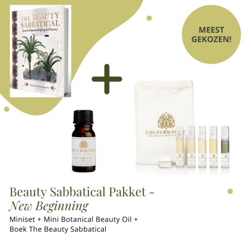 BEAUTY SABBATICAL PAKKET - New Beginning Miniset en Mini Botanical Beauty Oil en Boek The Beauty Sabbatical